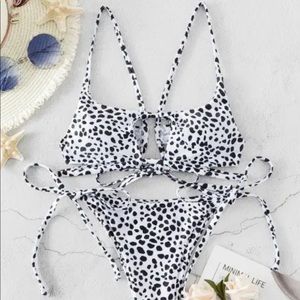 Zaful Swim Dalmatian Polka Dot Bikini